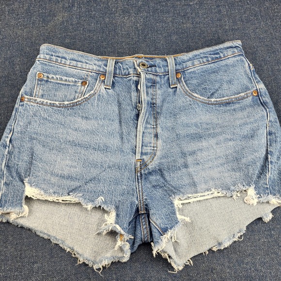Levi's Pants - Levis 501 Original High Rise Cut Off Denim Shorts Light Wash Blue W30 Dasiy
